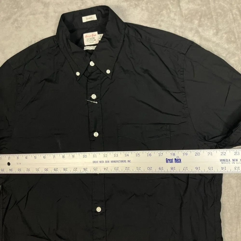 J Crew Button Black Down Shirt Mens M Black Long Sleeve Cotton Secret Wash BJ706